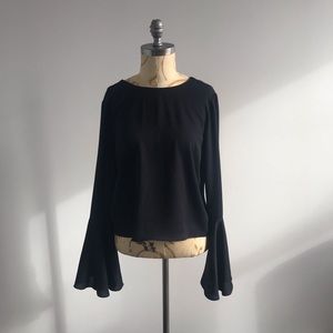 Dark navy bell sleeve blouse